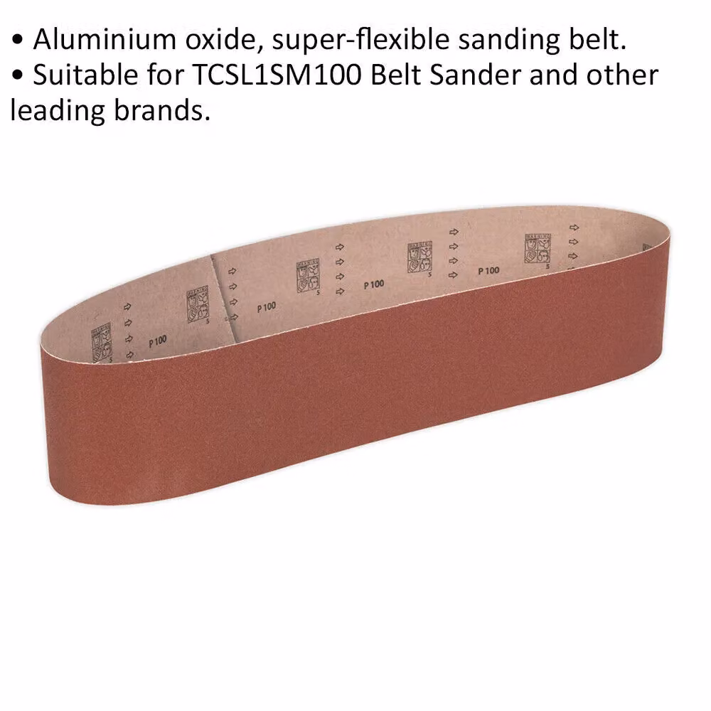 Loops Premium 100 Grit Aluminium Oxide Sanding Belt, W: 100 mm, L: 1220 mm – 2