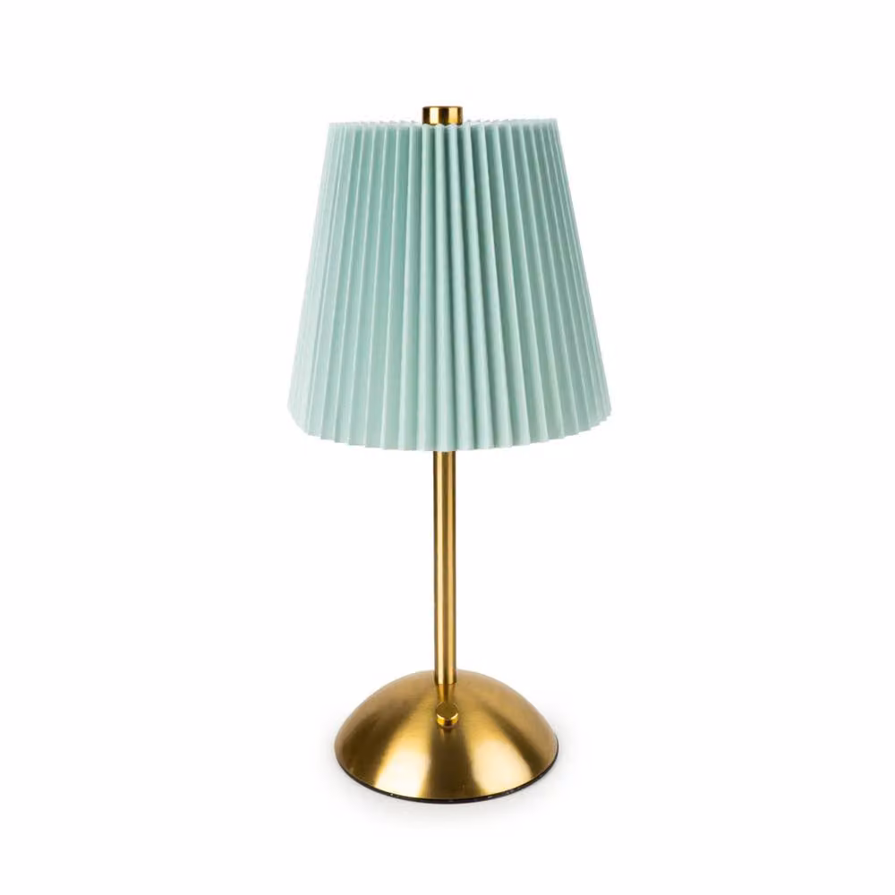 Madison & Mayfair Metal Table Lamp with Blue Fabric Pleated Shade and Brass Base – 2