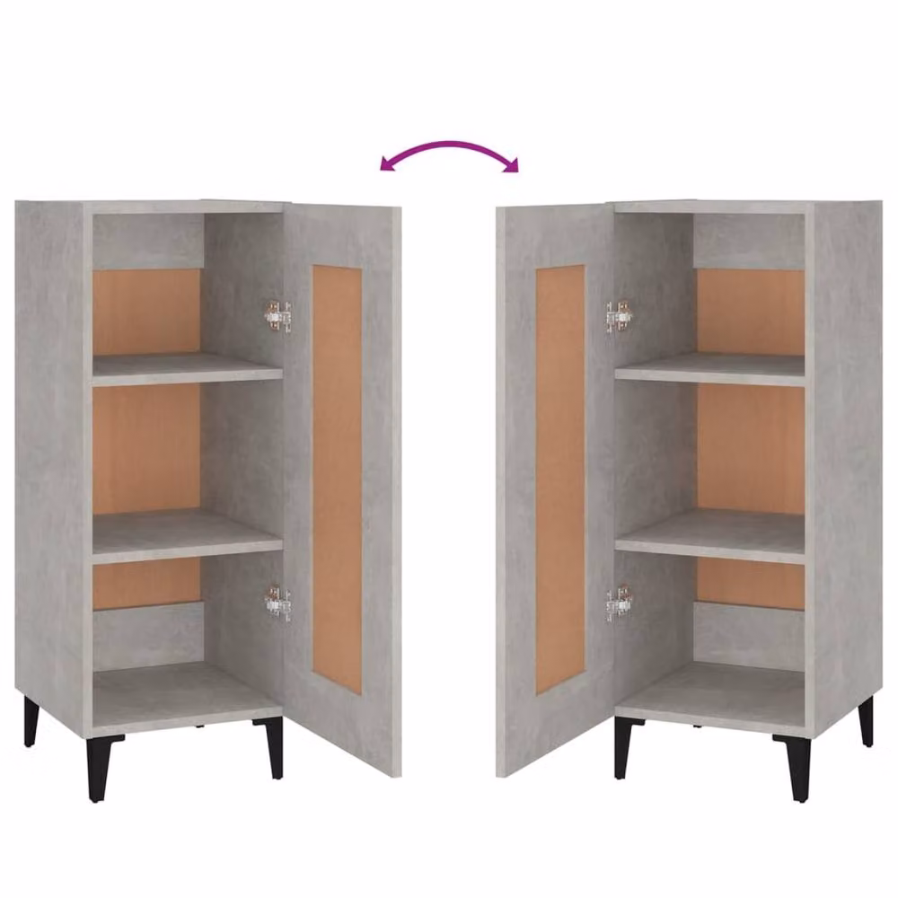 Berkfield Home Sideboard in Concrete Grey, W/D/H: 34.5 x 34 x 90 cm – 3