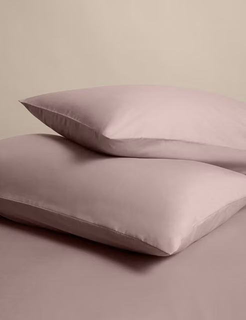 M&S 2 Pack Breathable Cotton Rich Plain Pillowcases in Pink