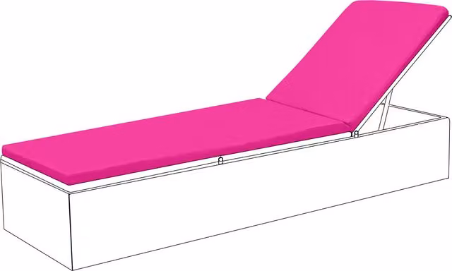 Gardenista Pink Rectangular Outdoor Sun Lounger Cushion with Water Repellent Fabric