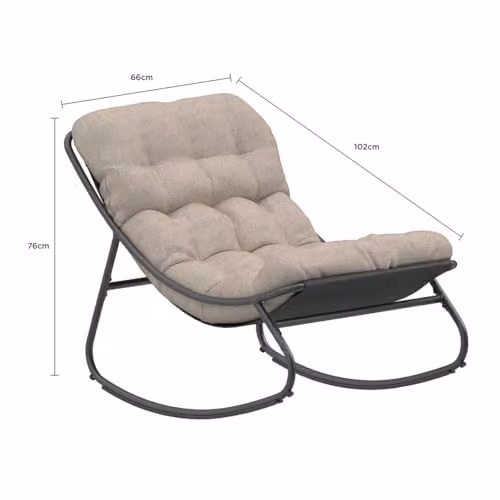 Charles Bentley Anthracite Steel Rocking Recliner Chair with Beige Olefin Cushions – 2