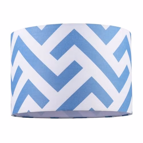 Happy Homewares Blue and White Fabric Cylinder Lamp Shade with Scandinavian Design, W/D/H: 30 x 30 x 20 cm – 1