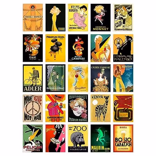 Artery8 Vintage Advertising Aesthetic Collage Kit, 50 Multicolour Paper Poster Prints, W: 10.5 cm, H: 14.8 cm – 1