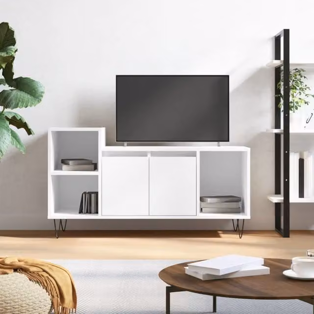 Berkfield Home High Gloss White TV Cabinet W/D/H: 100 x 35 x 55 cm – 1