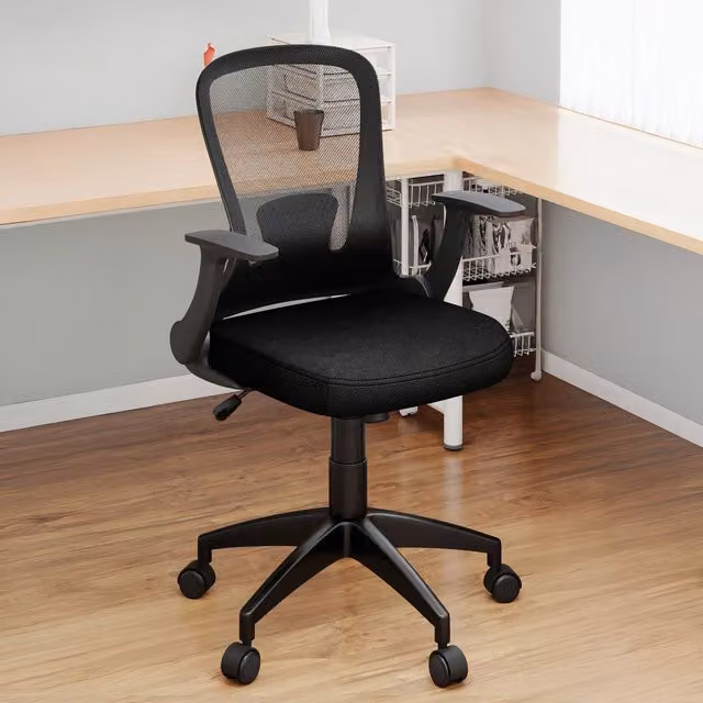 Costway Modern Ergonomic Mesh Office Chair with Armrests in Black