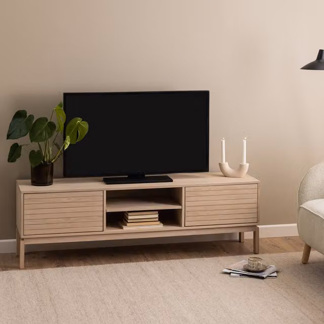 Furniture To Go Modern Oiled White Oak 2 Door TV Unit
