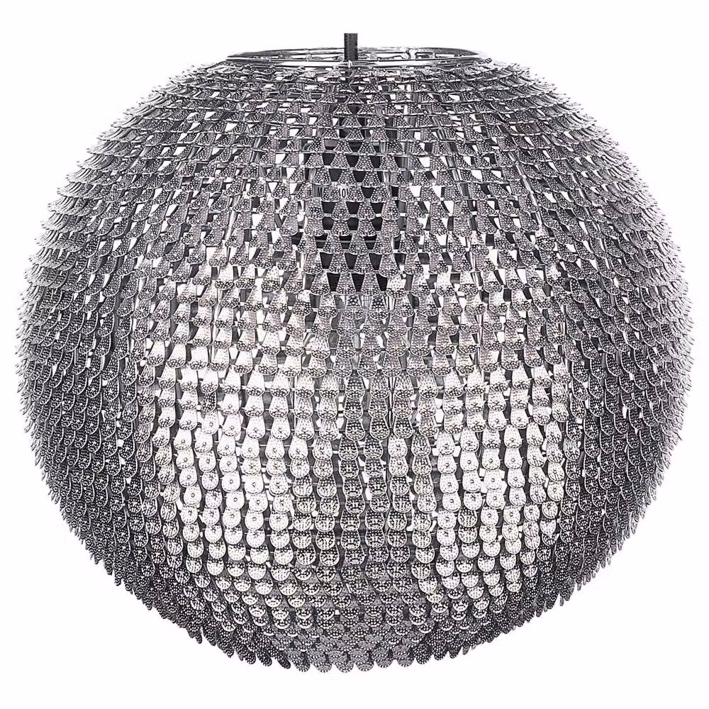 Wyld and Coco Silver Globe Pendant Light with Scale Shade – 2