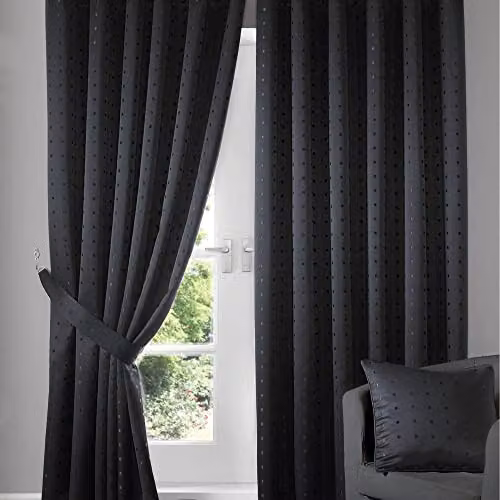 Ideal Textiles Madison Black Pencil Pleat Taped Top Curtains, Height: 229 cm – 2