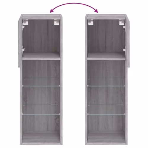 vidaXL Wall Mounted TV Cabinet in Grey with Integrated Lighting and Internal Shelves – 3