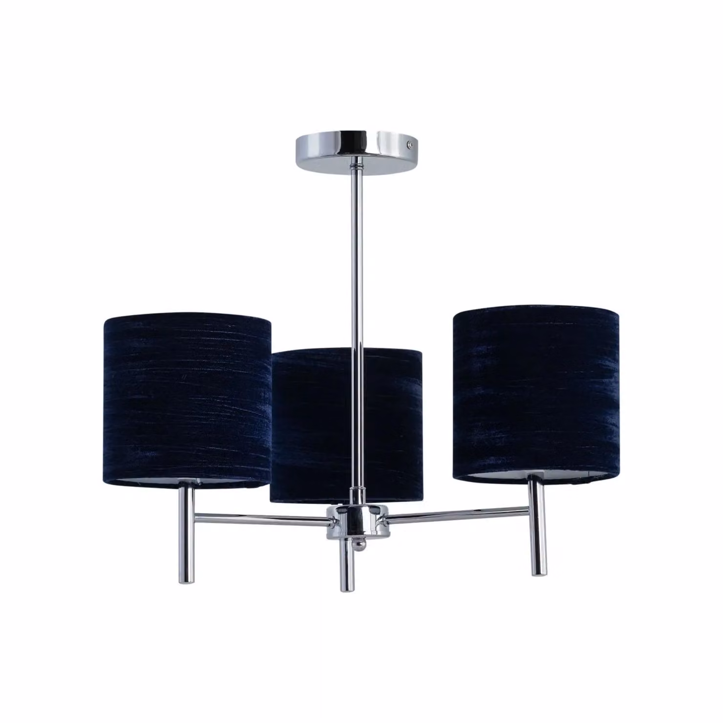 First Choice Lighting Brea Set of 2 Chrome Ceiling Light Fittings with Blue Fabric Shades – 2