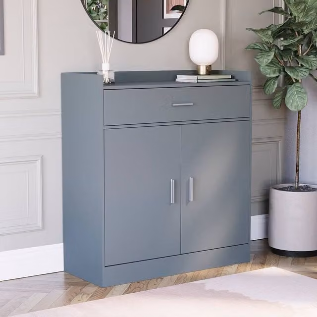 HD Designs Dalby Modern 2 Door 1 Drawer Shoe Cabinet in Grey