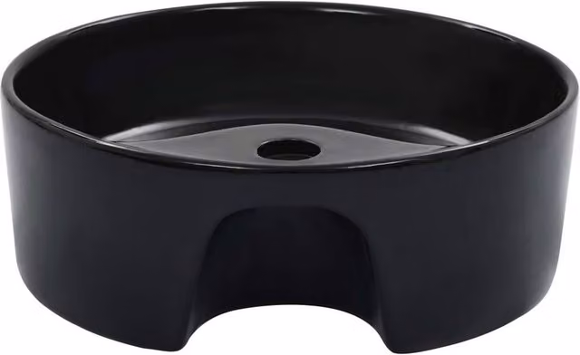 Berkfield Home Round Ceramic Countertop Wash Basin with Overflow, Black, W: 36 cm, D: 36 cm, H: 13 cm