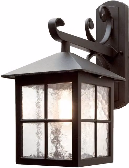 Loops Black IP43 Outdoor Wall Light Sconce with E27 LED Bulb Compatibility, H 18.5 cm x W 31 cm x D 18.5 cm – 1