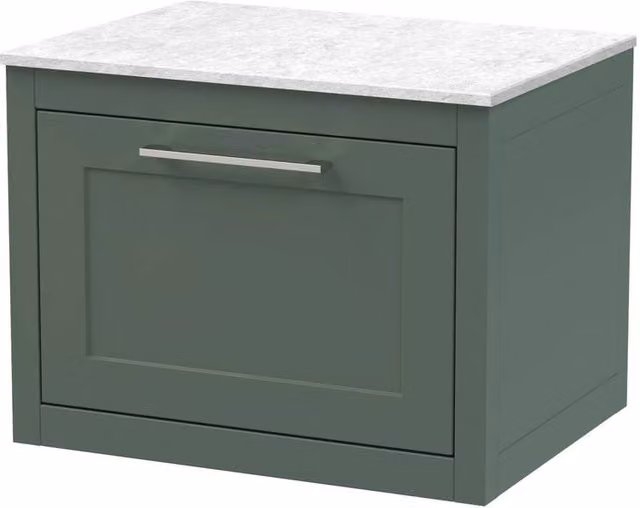 Balterley Blithbury Wall Hung 1 Drawer Vanity Unit in Matt Green and White, Width: 60 cm