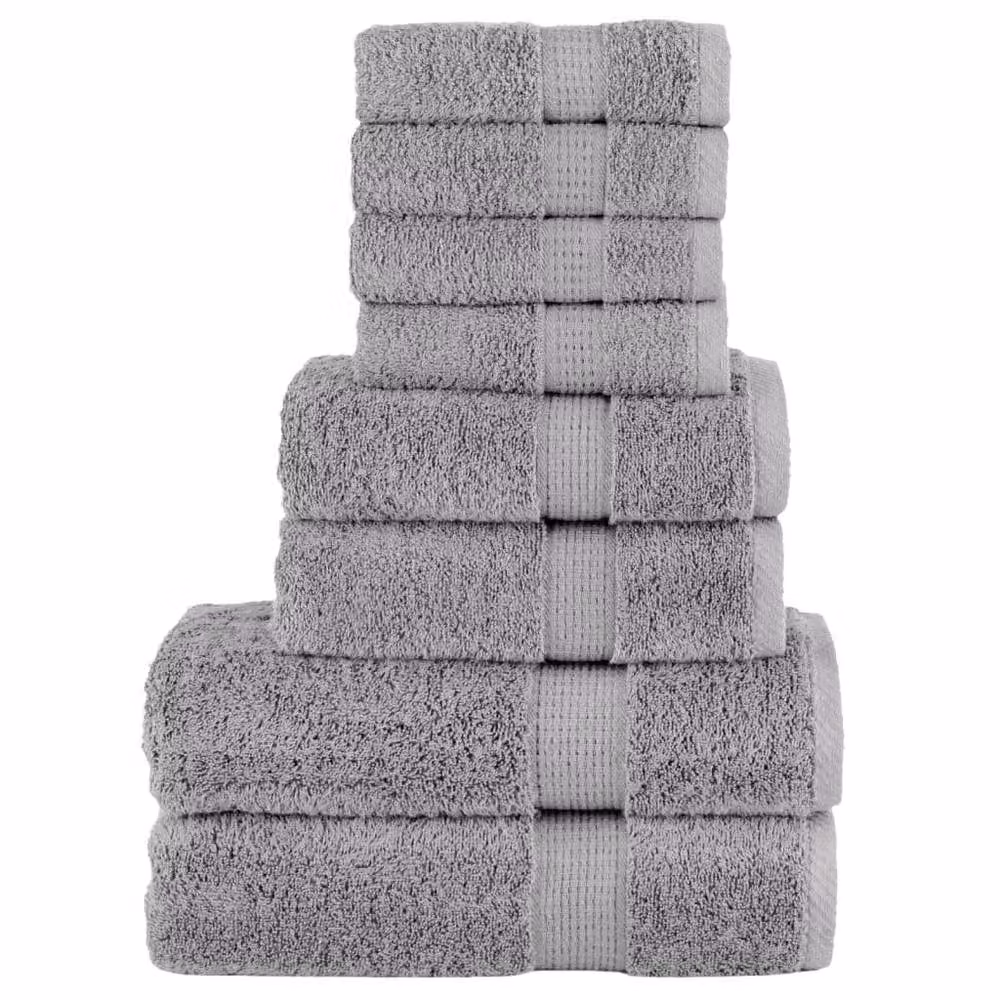 Berkfield Home SOLUND 8 Piece Premium Cotton Terry Towel Set in Grey, 600 gsm – 2