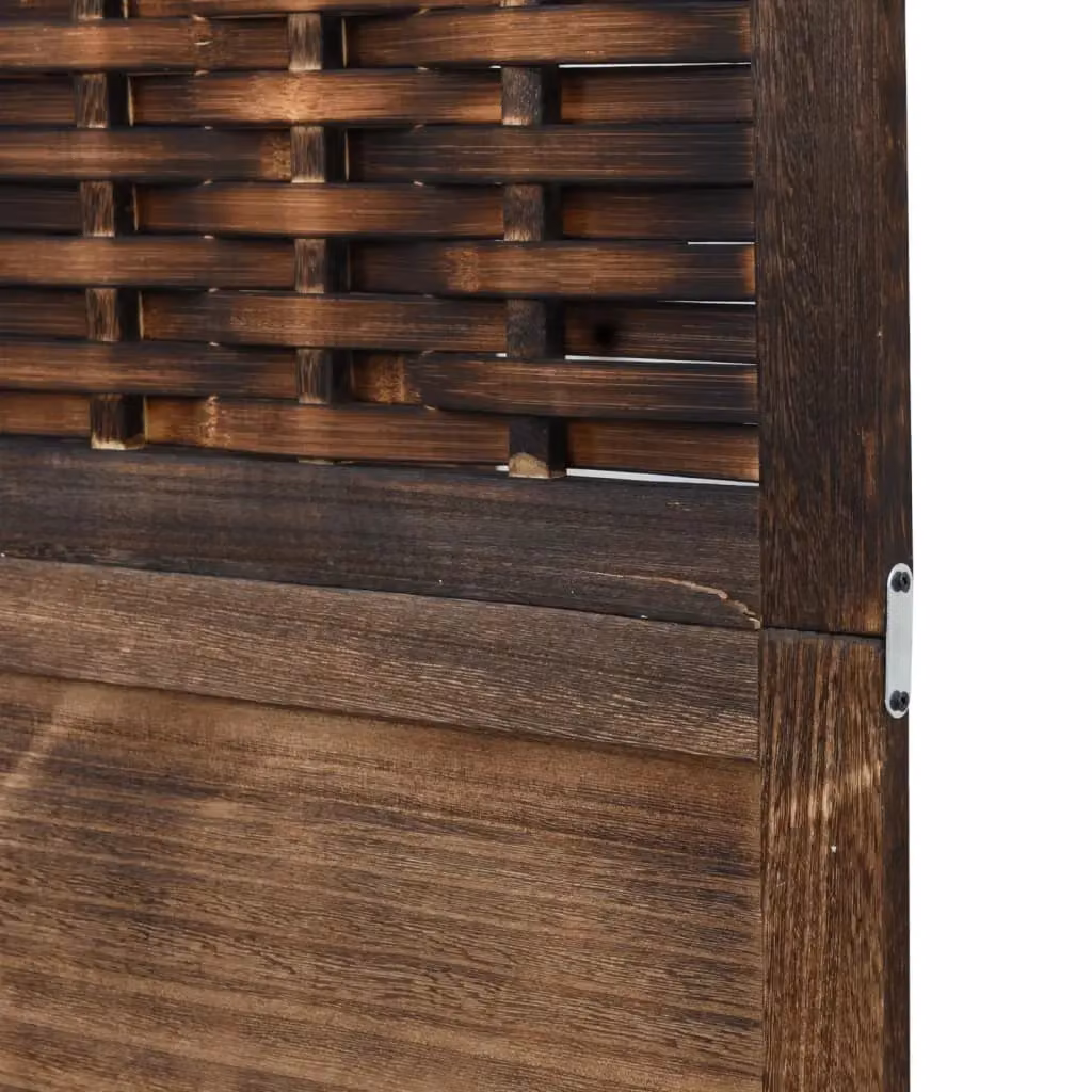 Berkfield Home 4 Panel Room Divider in Dark Brown Solid Paulownia Wood – 3