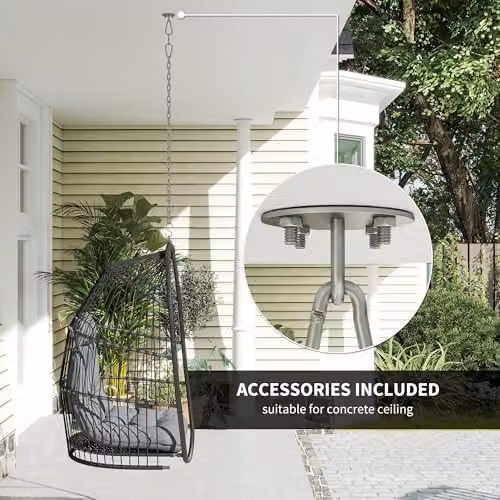 Outsunny Rattan Egg Chair Swivel Lounge Swing Chair in Grey – 7
