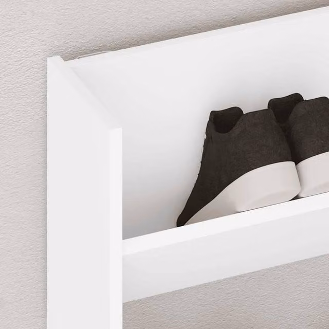Berkfield Home Wall Mounted Shoe Cabinet in White, W: 80 cm, D: 18 cm, H: 60 cm