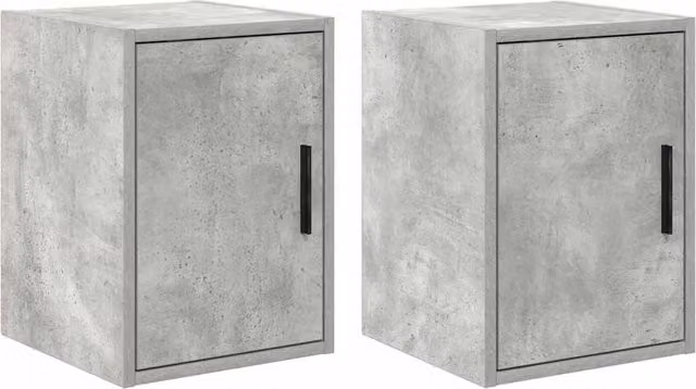 Berkfield Home Wall Mounted Garage Cabinets, 2 Piece Set in Concrete Grey Engineered Wood