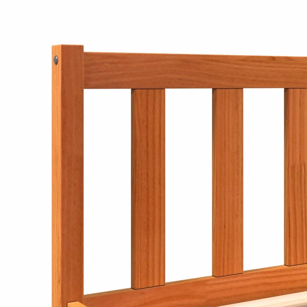 Berkfield Home Small Single Solid Pine Bed Frame in Wax Brown, W: 75 cm, L: 190 cm – 4
