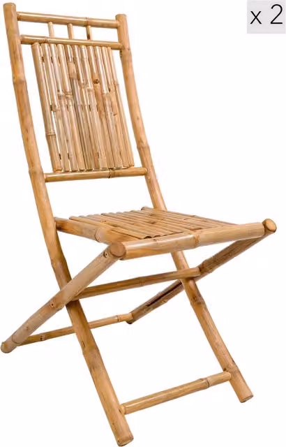 Nordlys Set of 2 Modern Brown Bamboo Chairs – 1