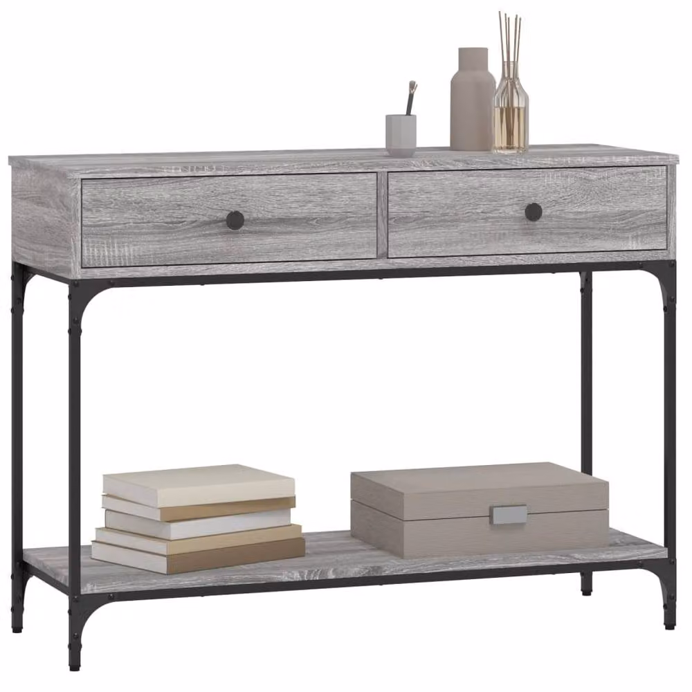 Berkfield Home Industrial Grey Sonoma Console Table, W: 100 cm, D: 34.5 cm, H: 75 cm – 3