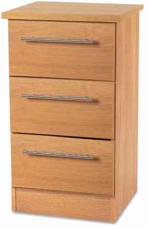 Welcome Furniture Sherwood 3 Drawer Bedside Table in Brown