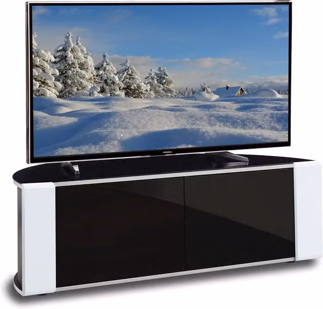 MDA Designs Sirius 1200 TV Cabinet in Black and White with Glass, W: 120.0 cm, D: 51.0 cm, H: 44.0 cm