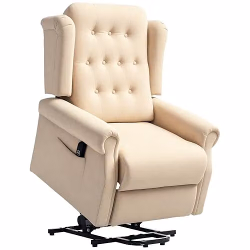 HOMCOM Power Lift Recliner Armchair in Beige Fabric – 1