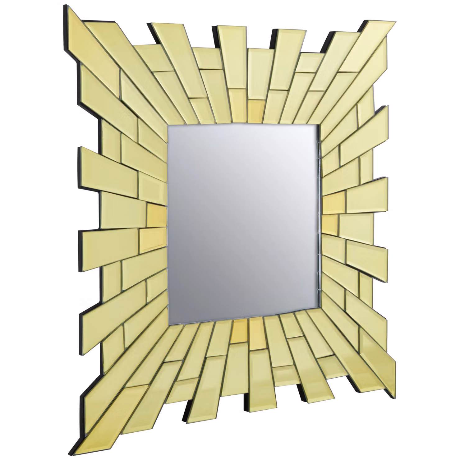 Orsina Glitzy Small Square Geometric Wall Mirror in Gold – 2