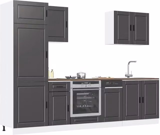 Berkfield Home Kalmar 7 Piece Modern Kitchen Cabinet Set in Black Matt MDF