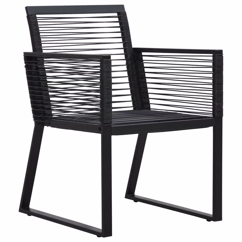 Berkfield Home Set of 2 Modern Black Matt PVC Rattan Garden Chairs – 2