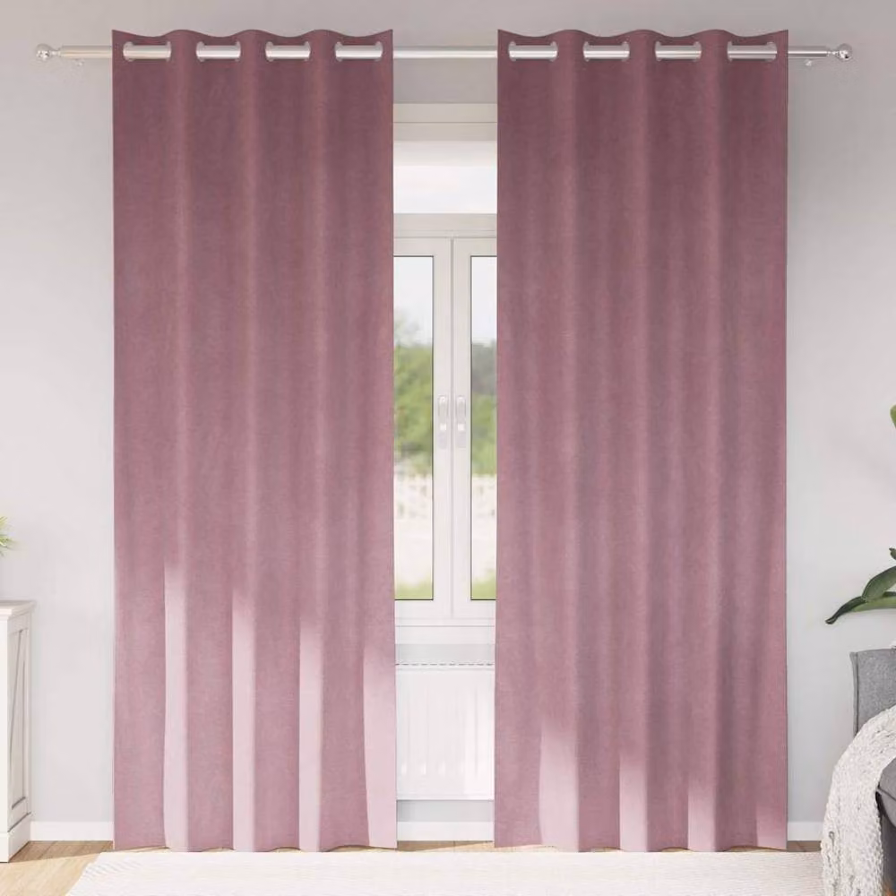 Berkfield Home Modern Pink Velvet Blackout Curtains with Eyelets, 2 Pack – 2
