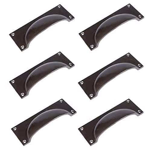 Hammer and Tongs Pack of 6 Iron Rectangular Cabinet Drawer Handles in Raw Grey, W: 13 cm, H: 5 cm – 2