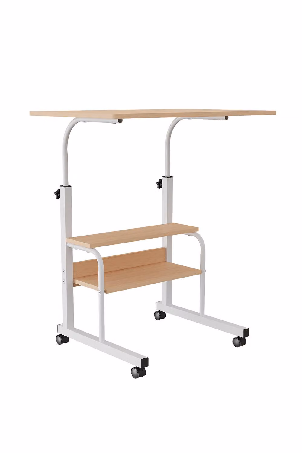 Living and Home Height Adjustable Mobile Overbed Table in White – 2
