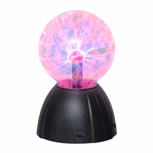 Global Gizmos 48929 5 Inch Mega Plasma Ball Night Light with Touch and Sound Activation, Multicoloured Lightning Display, USB Powered, Black