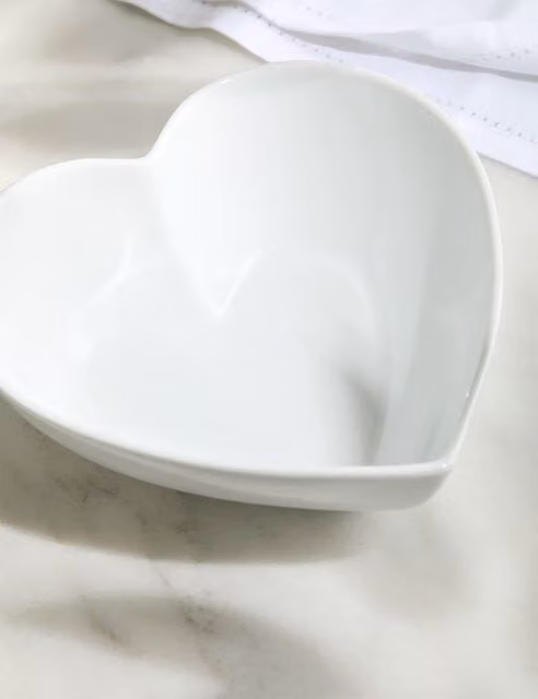 M&S Maxim Medium Heart Porcelain Serving Bowl in White