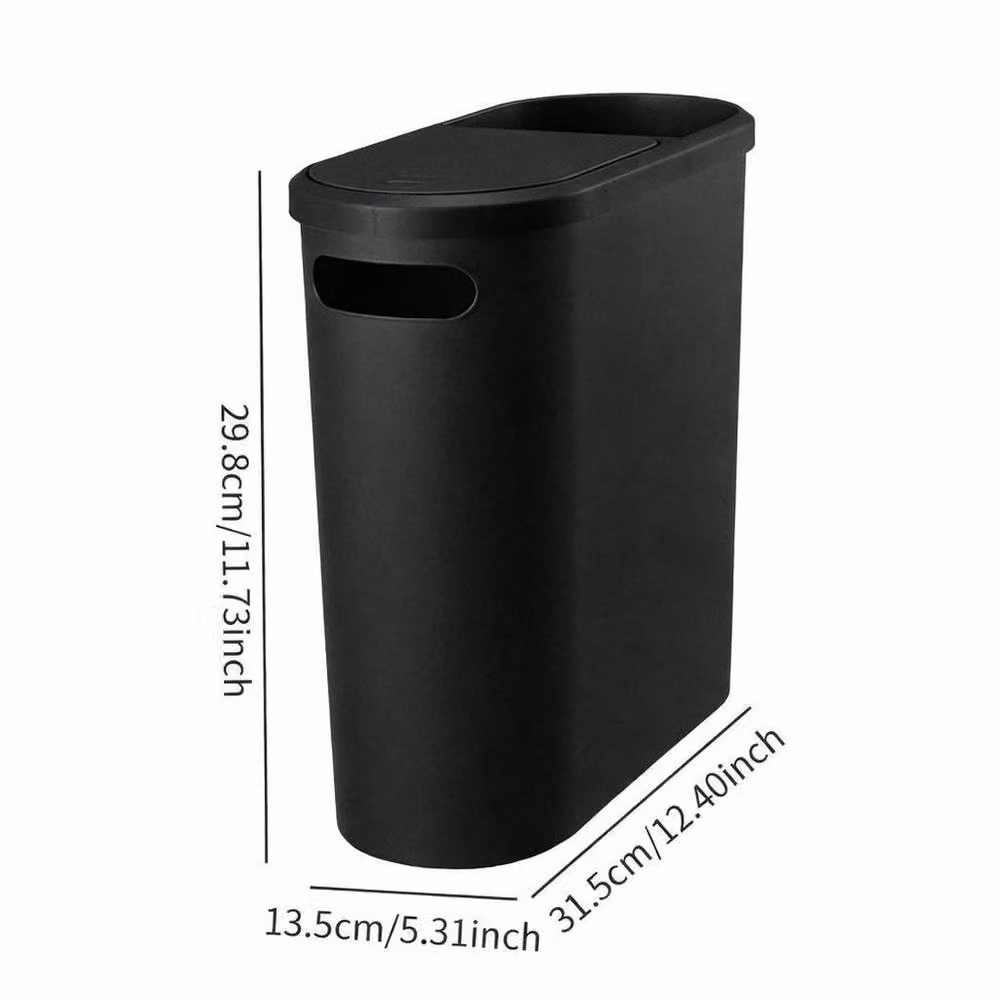 NESTLUNE Slim Black Bathroom Trash Can with Touch Lid, H 100 cm x W 15 cm x D 10 cm – 2