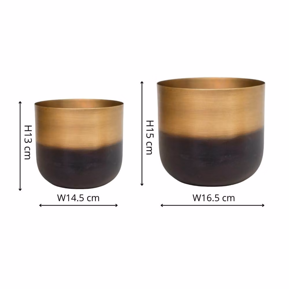 Ivyline Oscar Two Tone Gold and Silver Metal Tabletop Planter Set of 2 – 2