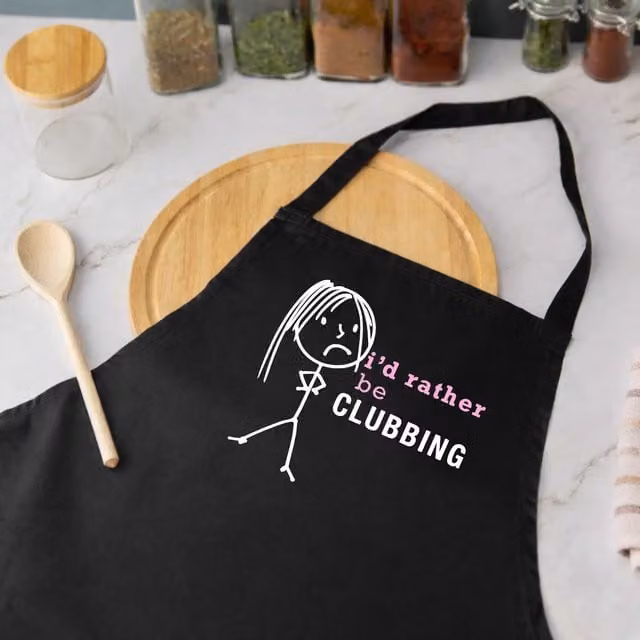 60 Second Makeover Women's I'd Rather Be Clubbing Apron in Black – 1
