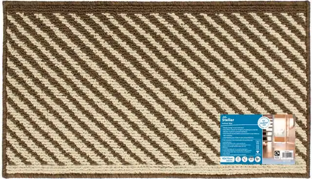 JVL Stellar Machine Washable Star Pattern Doormat in Brown