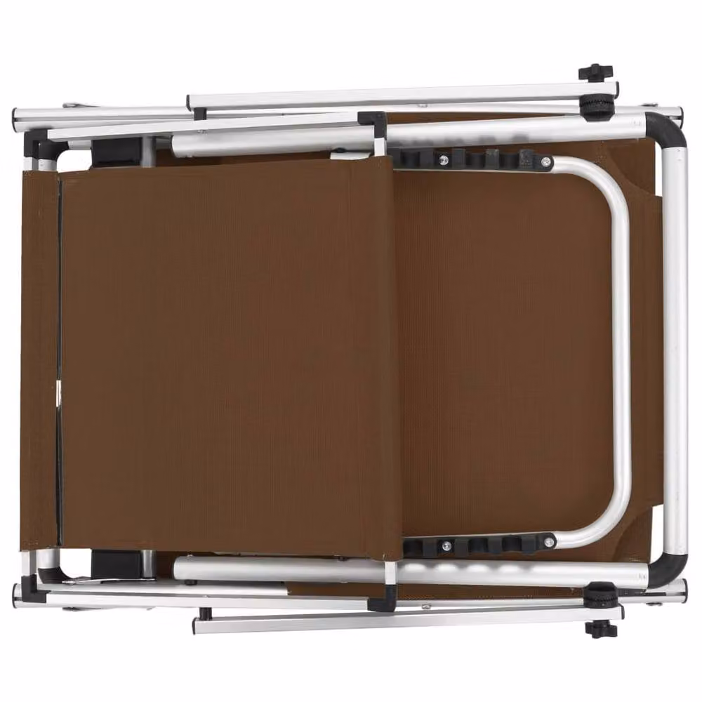 Berkfield Home Folding Sun Lounger with Roof in Brown Aluminium and Textilene – 3