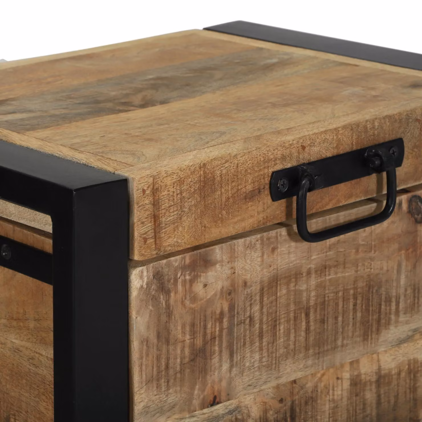 Berkfield Home Rustic Brown Solid Mango Wood and Metal Storage Chest, W/D/H: 40 x 30 x 30 cm – 4