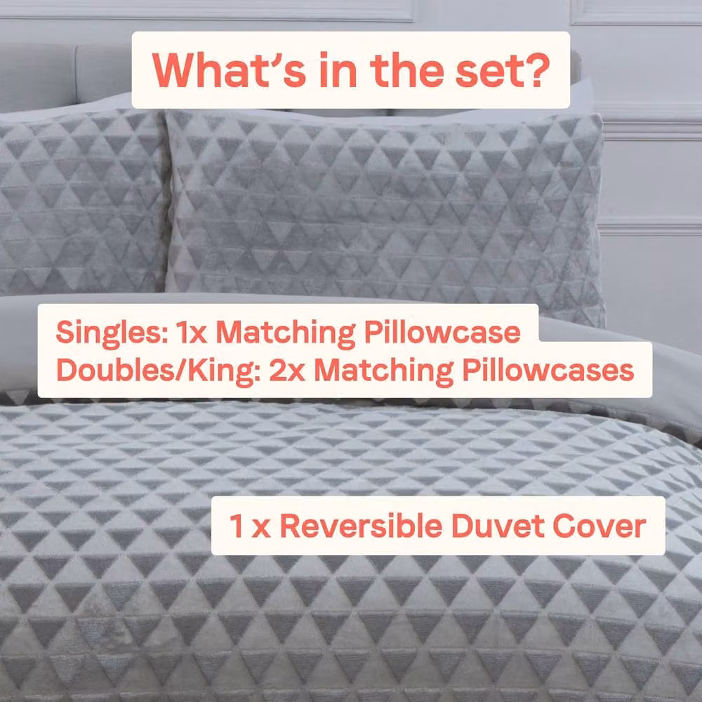 Rapport Home Silver Teddy Fleece Duvet Cover and Pillowcase Set, W/D/H: 135 x 200 cm and 50 x 75 cm – 3