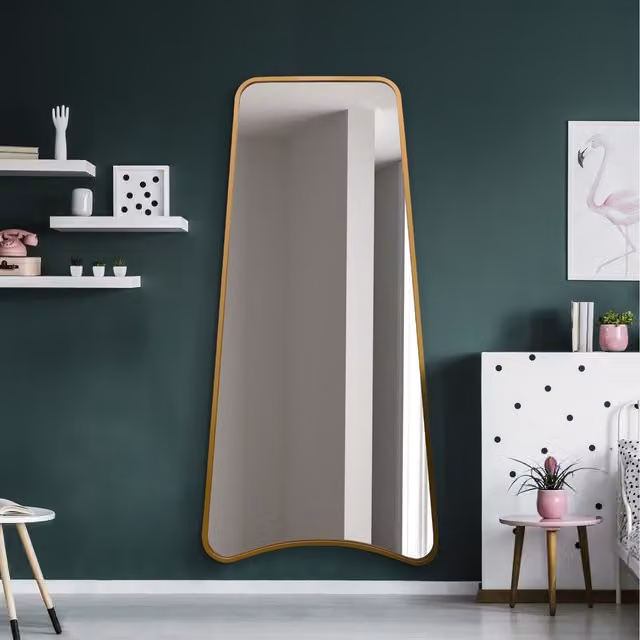 Coartens Modern Organic Wall Mirror in Gold with Metal and Glass