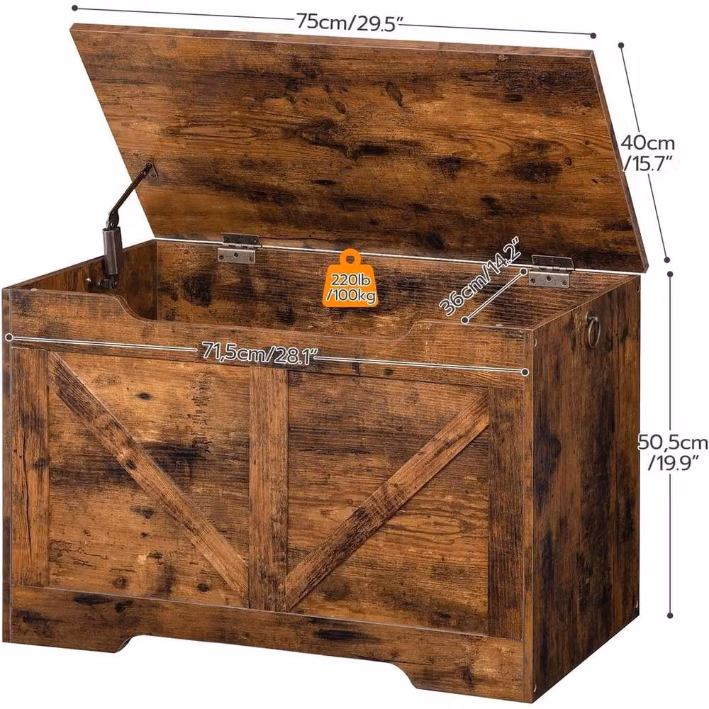 NESTLUNE Wooden Storage Chest and Trunk Bench in Brown – 3