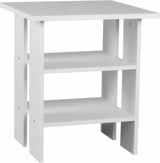 Nordara White 3 Tier Wooden Side Table and Nightstand