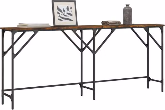Berkfield Home Smoked Oak Console Table, Brown, W: 180 cm, D: 29 cm, H: 75 cm – 1