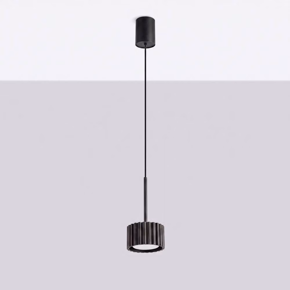 Sollux Lighting minimalist cylinder pendant lamp in black, W/D/H: 125 x 10 x 10 cm – 2